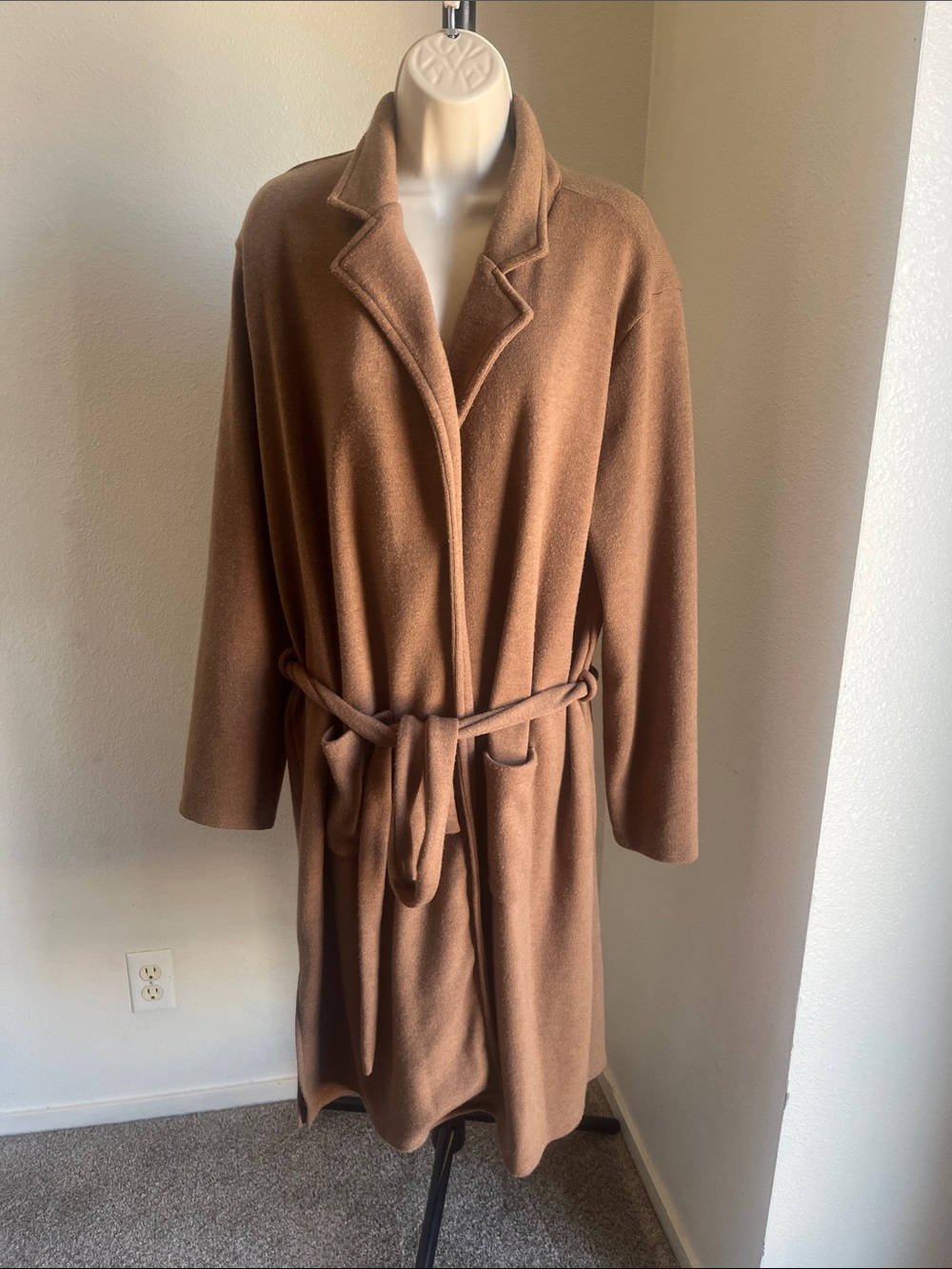 Time and Tru Long Open-Front Cardigan in Camel Brown - Picture 5 of 6